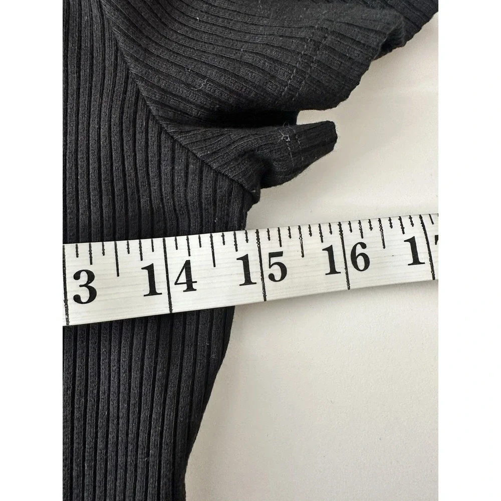 Reformation Top Women's Large Black Crop Stretch Basic Short‎ Sleeve Classic